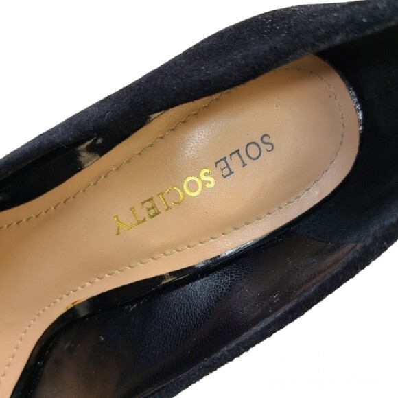 Sole Society Louisa Black Suede Wedges 6 - Picture 6 of 11
